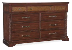 6750-90302-85 Hooker Furniture 6750-90302 Charleston 68 Inch W 9 Drawer Cherry And - Maraschino