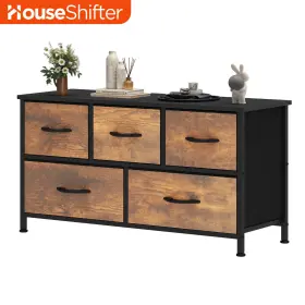 House Shifter 199449779490 5 Wood Fabric Drawer Dresser Waterproof Bedroom Closet Cabinet Storage Organizer