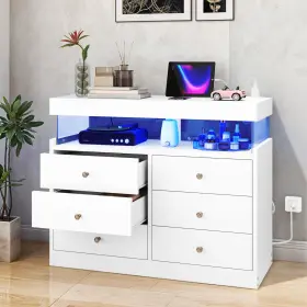 Beyshc5vri House Shifter 39 Inch Glass Display Cabinet With File 6 Drawers Storage For Letter/a4/legal Sized