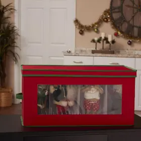 554red Household Essentials 040071116231 Holiday Vision Storage Box Chest 8-piece Figurine Red And Green #2
