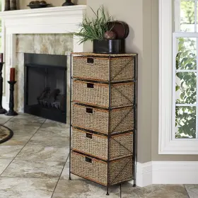 Household Essentials 040071156435 5-drawer Storage Unit Seagrass/rattan 41.25 By 18 12-inch #2