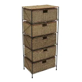 Household Essentials 040071156435 5-drawer Storage Unit Seagrass/rattan 41.25 By 18 12-inch