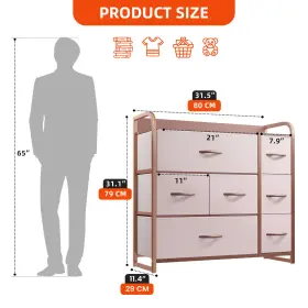 Houseshifter 197839114173 Chest Of 7 Drawers Rose Gold Fabric Dresser Tower Organizer Bedside Cabinet Unit #2