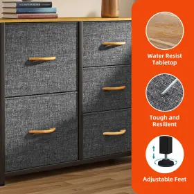 Houseshifter 197839141476 Chest Of 5 Drawer Dresser Gray Fabric Tower Organizer Bedside Furniture Unit #3