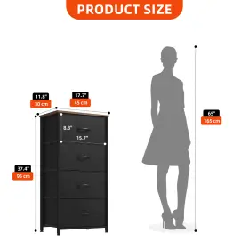 Houseshifter 197839299801 4 Drawers Fabric Dresser Black Tower Organizer Brown Living Room Furniture Unit #2