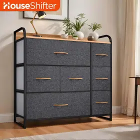 Houseshifter 197839356030 7 Drawer Fabric Dresser Gray Chest Of Organizer Cabinet Storage Bedroom Closet