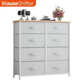 Houseshifter 197839500877 8 Drawers Dresser Gray Fabric Storage Tower Organizer Bedside Waterproof Cabinet