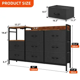 Houseshifter 197839503694 8 Drawers Dresser Gray Fabric Charging Station Cabinet Tower Organizer Furniture #2