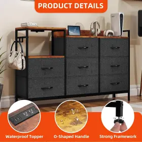 Houseshifter 197839503694 8 Drawers Dresser Gray Fabric Charging Station Cabinet Tower Organizer Furniture #3