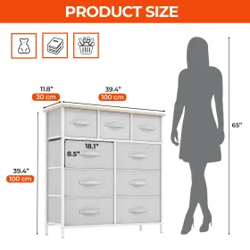 Houseshifter 197839834835 9 Drawers Chest Of Dresser Bedroom Light Gray Fabric Storage Organizer Tower #2