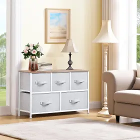Houseshifter 764283213990 5 Drawers Dresser Closet Cabinet Gray Fabric Storage Tower Bedroom Organizer #2
