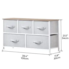 Houseshifter 764283213990 5 Drawers Dresser Closet Cabinet Gray Fabric Storage Tower Bedroom Organizer #3