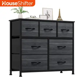 Beysh9qz8m Houseshifter 7 Fabric Drawers Dresser Tower Gray Organizer Bedside Chest Of Cabinet Furniture
