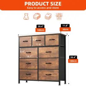 Beyshb1ozy Houseshifter 9 Drawers Fabric Dresser Brown Waterproof Storage Bedside Tower Chest Organizer #2 Beyshb1ozy Houseshifter 9 Drawers Fabric Dresser Brown Waterproof Storage Bedside Tower Chest Organizer #2