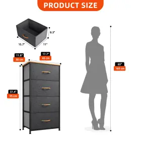 Beyshjyh2d Houseshifter 4 Drawers Dresser Gray Fabric Cabinet Tower Organizer Bedside Storage #2