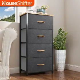 Beyshjyh2d Houseshifter 4 Drawers Dresser Gray Fabric Cabinet Tower Organizer Bedside Storage
