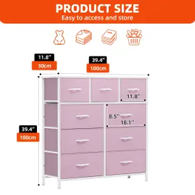 Beyshluf6l Houseshifter Chest Of 9 Drawers Dresser Pink Fabric Storage Waterproof Wooden Top Organizer #2