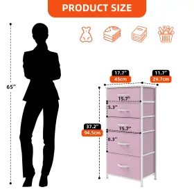 Beyshmuxx1 Houseshifter Chest Of Storage 5 Drawers Dresser Tower Pink Cabinet Livingroom Organizer Unit #2