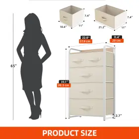 Beyshn5hvz Houseshifter 5 Drawer Dresser White Fabric Tower Storage Cabinet Bedside Waterproof Feature #2