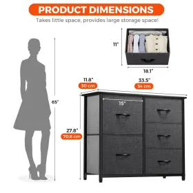 Beyshxch3h Houseshifter Dresser 5 Drawers Bedroom Gray Shelf Storage Chest Closet Cabinet Organizer Unit #2