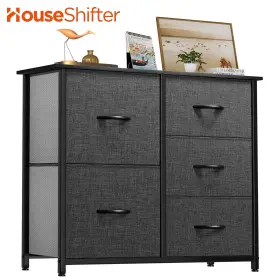Beyshxch3h Houseshifter Dresser 5 Drawers Bedroom Gray Shelf Storage Chest Closet Cabinet Organizer Unit