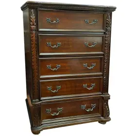 Bm-b1010cc Hs Traditional Wooden 5 Drawer Chest With Carvings Storage Clothes Organizer Cherry