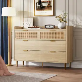 Y0csgtwt6ogwmkzklduwkwl926 Idealhouse 6 Drawer Double Dresser For Bedroom 47 Inch Wide Modern Chest Of Drawers Wooden