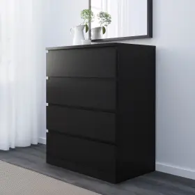 704.731.52 Ikea Malm 4-drawer Chest Of Drawers Black-brown Bedroom Furniture