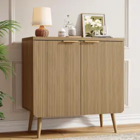 B-ca01061 Infurnic Sideboard Buffet Cabinet Storage 2 Doors Entryway Solid Wood Natural