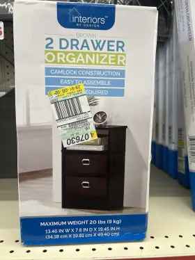 Interiors By Design 695753 Brown 2 Drawer Wood Organizer Freestanding 13.46x7.8x19.45