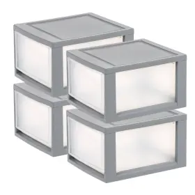84672795 Iris Modern Plastic Stackable Modular Storage Clear Stacking Drawers