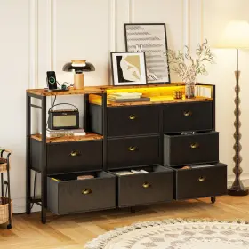 Ironck 727370842794 Dresser With Power Outlets And Led Lights 8 Pu Leather Drawers #2