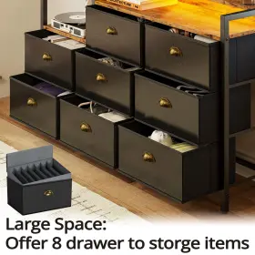 Ironck 727370842794 Dresser With Power Outlets And Led Lights 8 Pu Leather Drawers #3