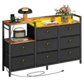 Ironck 727370842794 Dresser With Power Outlets And Led Lights 8 Pu Leather Drawers
