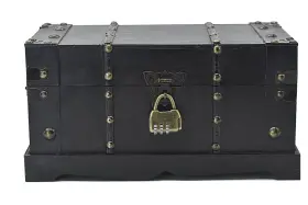 Jffcestore 781512092041 Antique Decorative Wooden Storage Chest Vintage Wood Treasure Box Trunk With