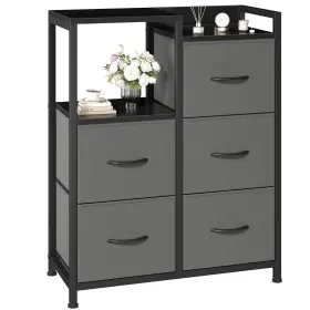 Fc-cgk5c1g Jhk 5-drawers Fabric Dresser 2-tier Shelf Storage Chest Cabinet For Bedroom