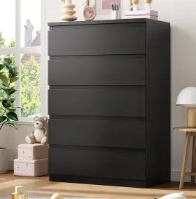 Bg-0604 Jocoevol Black 5 Drawer Dresser For Bedroom 15 D X 23.7 W 40.4 H In Simply