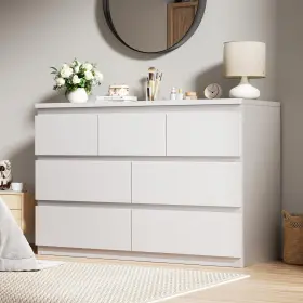 Jocoevol C-2005 Modern White 7 Drawer Dresser For Bedroom Simply Chest Of Drawers Wood Stor