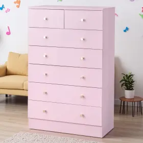Jt-93511090 Jutoop 7-drawer Dresser With Anti-tip Strap - Pink 6-tier Matte And Soft-close Closet