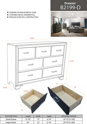 B2199-d.m Kings Brand Furniture - Oceana Gray Wood 7-drawer Dresser With Mirror #2