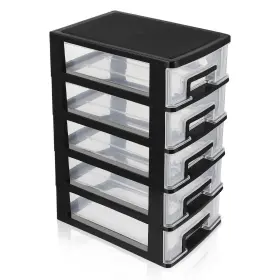 It0nsbke6vd16135hj44u3ctn Kisangel Black Transparent 5-layer Plastic Drawer Storage Cabinet - Desktop Organizer