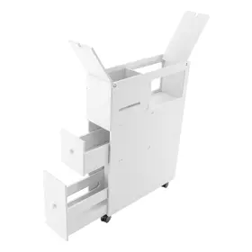 Jzwbza-000500-ymx Konkenie 4 Tier Slim Bath Side Cabinet 2 Drawer And Box Bathroom Storage Organizer Wit