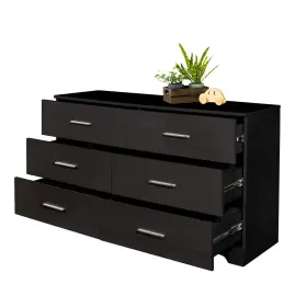 Ktaxon 680358092287 Bedroom Dresser With 6 Drawers Black - Durable