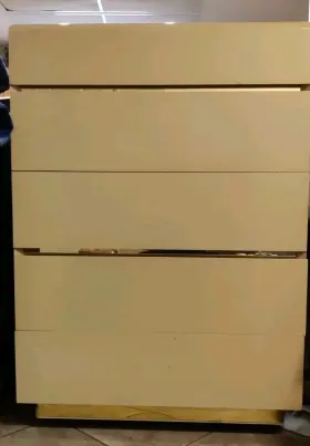 692-11 Lane Tallboy Dresser Set With 2 Nightstands Midcentury Beige/gold Vintage1980s