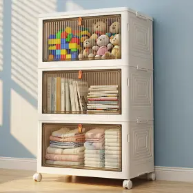Ldq 760314052217 Storage Bins With Lids 3 Tier 23 Quart Closet Organizers And Plastic Stackable