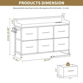 Leadpro 840198432999 Dresser For Bedroom With 6 Drawers Led Tv Stand Charging Statio #2