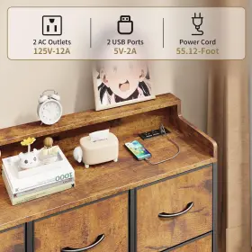 Leadpro 840198432999 Dresser For Bedroom With 6 Drawers Led Tv Stand Charging Statio #3