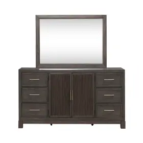 313-br-dm Liberty Furniture Modern Edge Dresser And Mirror Set For Bedroom - Caffe