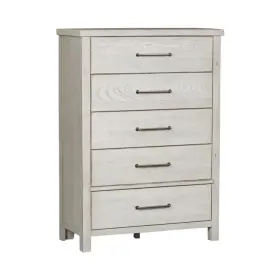 406w-br41 Liberty Furniture Modern Farmhouse 5 Drawer Chest In Flea Market White With Heavy Distressing