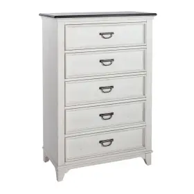 417-br40 Liberty Furniture Allyson Park 5 Drawer Chest In Wirebrushed White With Charcoal Top